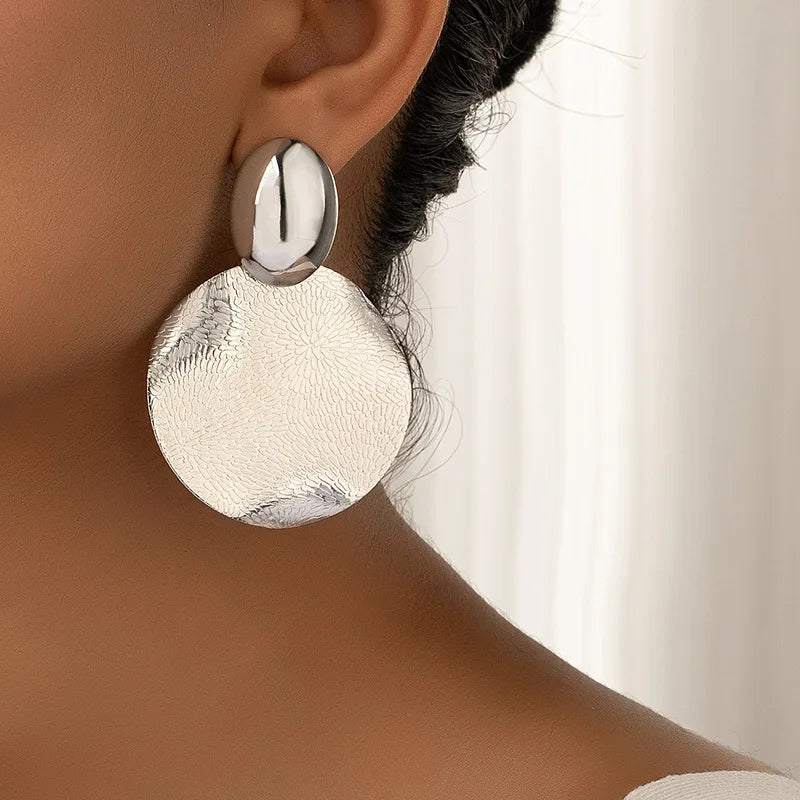 Retro Geometric Circular Metal Style Drop Earrings For Women Party Holiday Gift Fashion Jewelry Ear Accessories