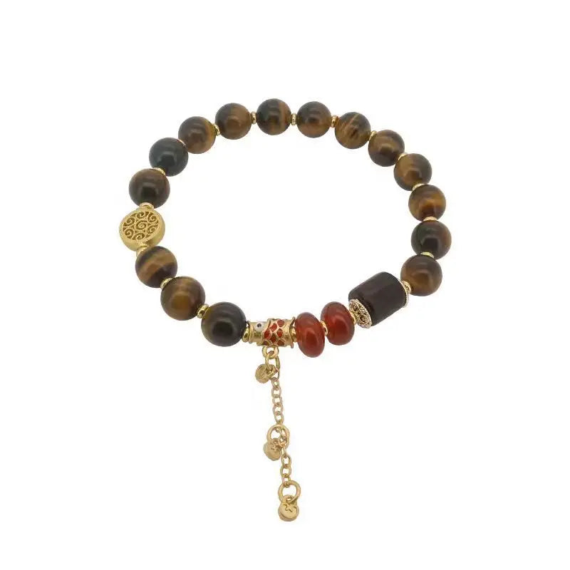 Natural Tiger Eye Bracelet Lucky Jewelry Light Luxury Niche Exquisite New Fashion Vintage Personalized Women's Hand String