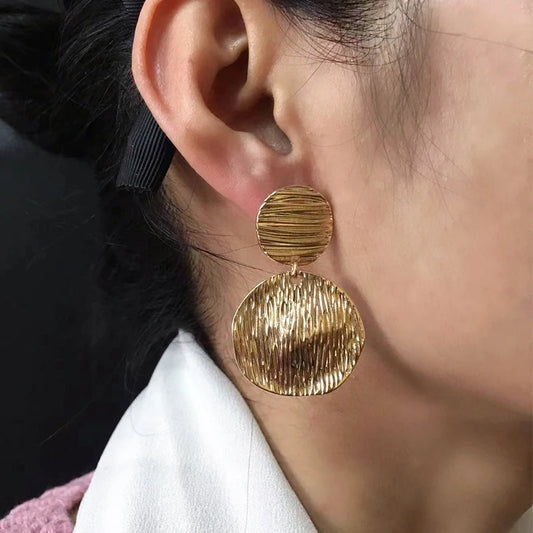 Retro Simple High-end High Grade Metallic Color Female Earring  Trendy Earrings  Party Gift Jewelry