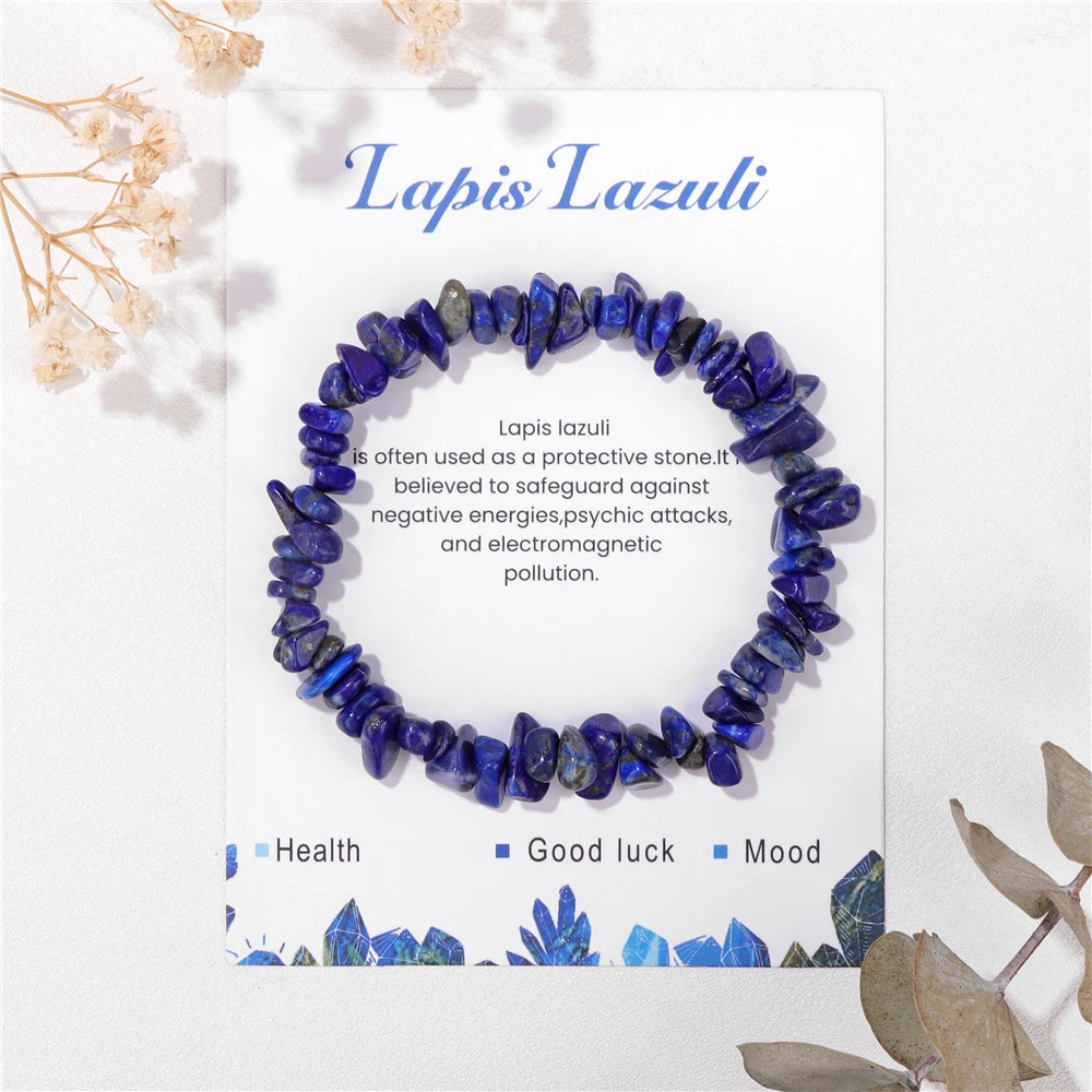 Fashion Lapis Lazuli Chip Stone Bracelets Irregular Natural Stone Hematites Labradourites Bracelets Women Men Meditation Jewelry