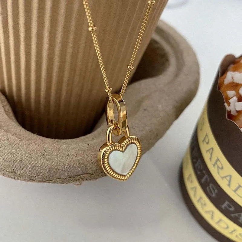 Vintage Double Sided Heart Pendant Necklace