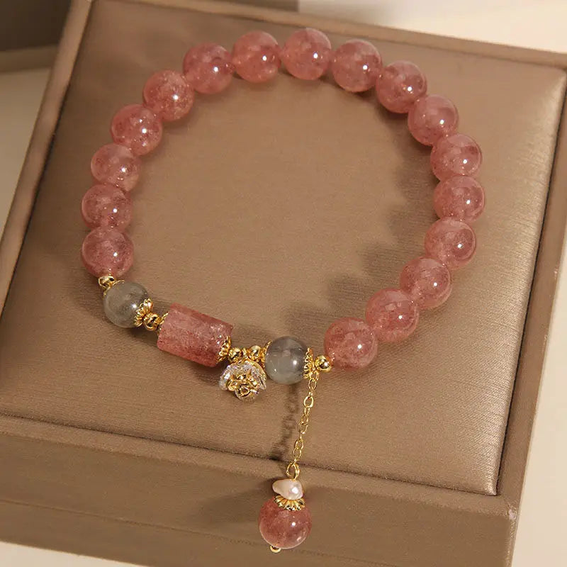 Strawberry Crystal Pink Crystal Bracelet Female Korean Simple Personality