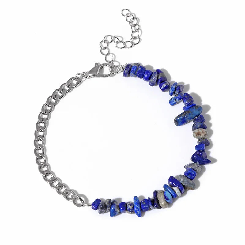 Lapis Lazuli Beaded Bracelet Blue Natural Stone Charm Bracelet  symbolizes peace and good health, promoting success in your career For Women Men