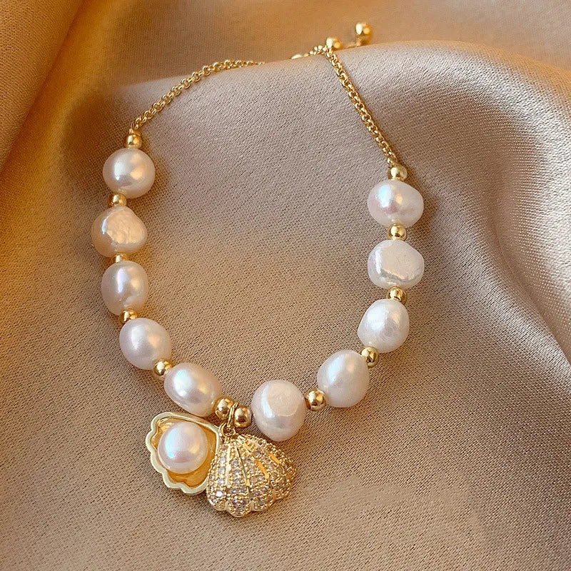 Shell Pearl Beads Bracelet for Women Girl Vintage Charm Jewelry