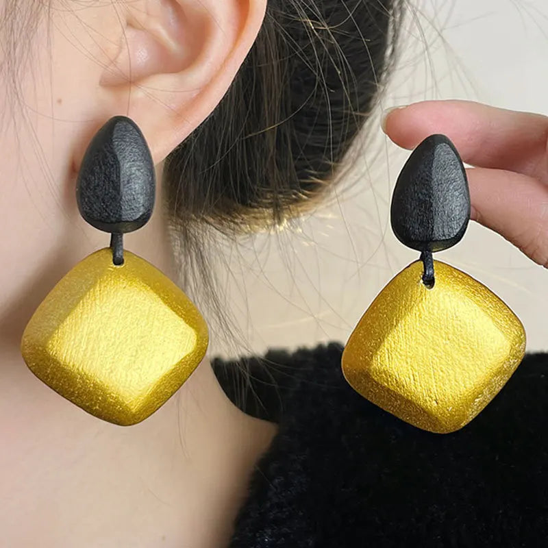 Unique golden enamel drop glaze large earrings light luxury high sense drop pendant earrings women fashion accessories