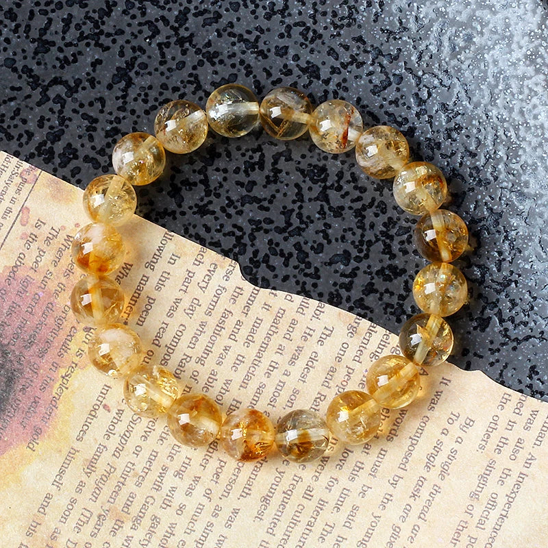 Citrine Stone of Wealth Bracelet Men Yellow Creastly Positive Energy Beads Bracelets for Women Energy Healing Jewelry Pulsera