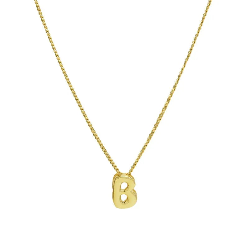 New Mini Bubble Balloon Initial Letter Pendant Necklace Gold Plated Personalized Chunky Alphabet Necklace Charm Jewelry