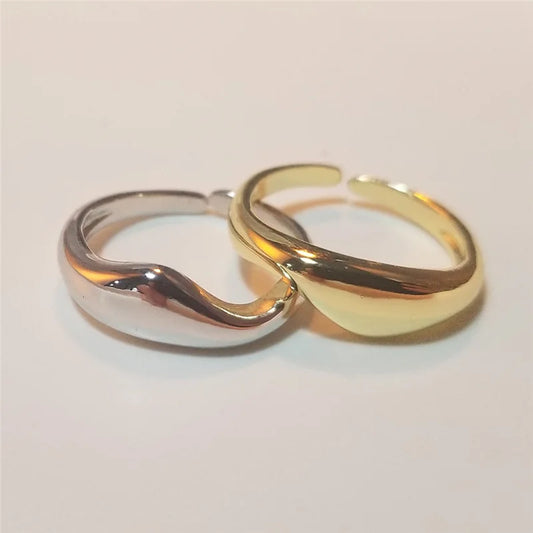 Gold Silver Color Irregular Wave Rings Trendy Simple Geometric Handmade Jewelry