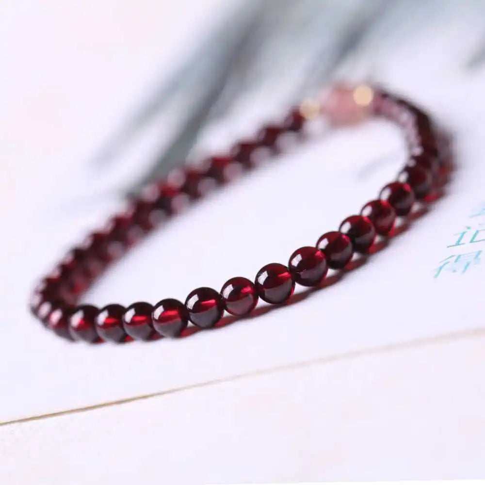 4MM Natural Garnet Beads Strawberry crystal Bracelet Prayer Energy Chakra Wrist Yoga Fancy Yoga Lucky Buddhism Pray Handmade