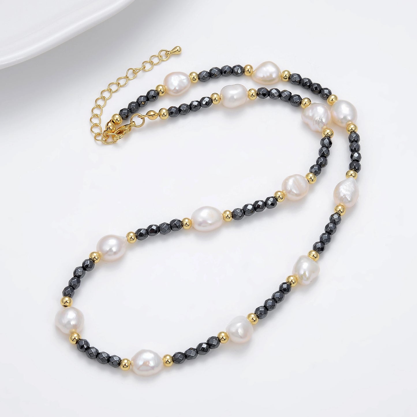 Natural Baroque Pearl Necklace For Women Simple Retro Handmade Hematite Beads Strand Clavicle Chain Charm Collar Jewelry Gift