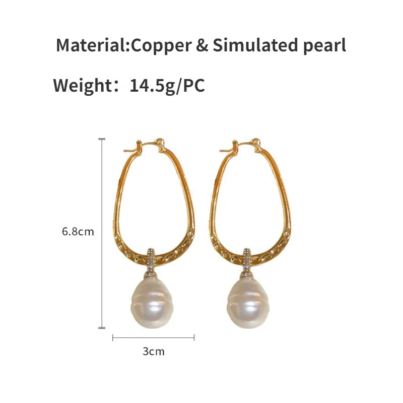 Fashion Jewelry Simulation Pearl U-Shaped Big Simulated Pearl Earrings For Women Luxury Design Sense Ear Accessories Party Gift