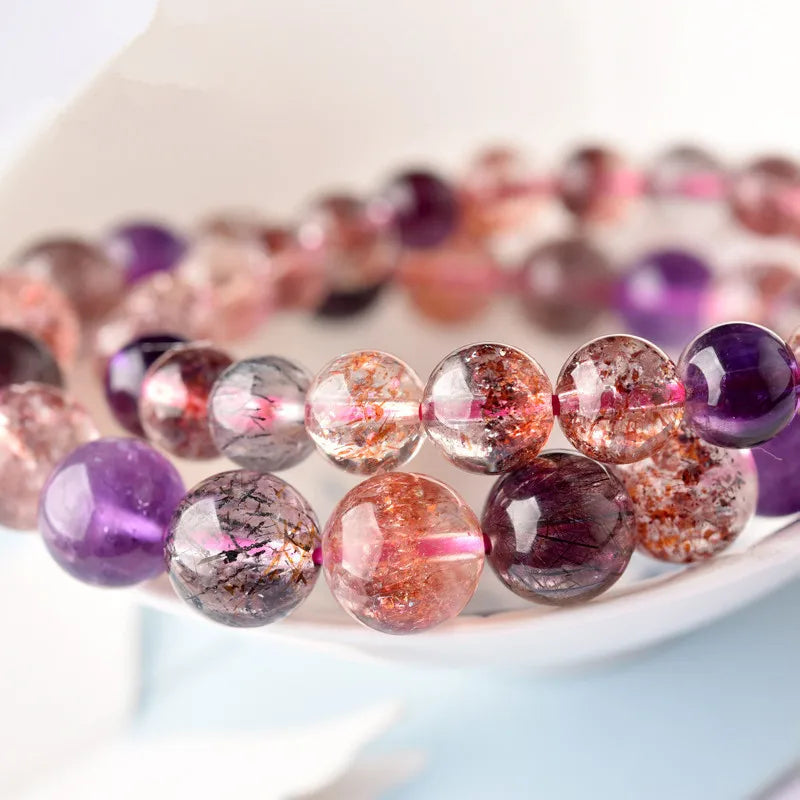 Natural Crystal Cloud Master Version Super Seven Purple Rutilated Quartz Bracelet