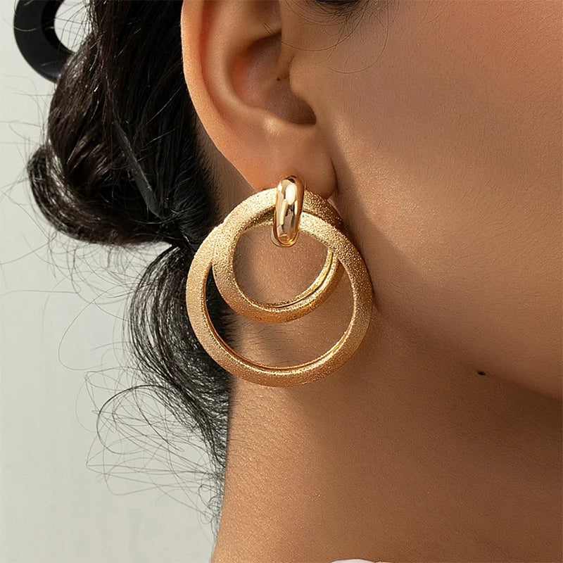 Circular Exaggerate Elegant Earrings Women Trend Fashion Geometric Personality Jewelry Wedding Party Gifts Accessories