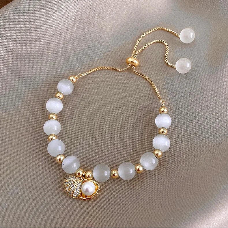 Shell Pearl Beads Bracelet for Women Girl Vintage Charm Jewelry