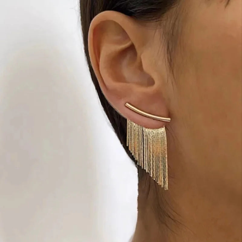 Fashion Statement Earring Long Statement Gold Color Bling Tassel Earrings