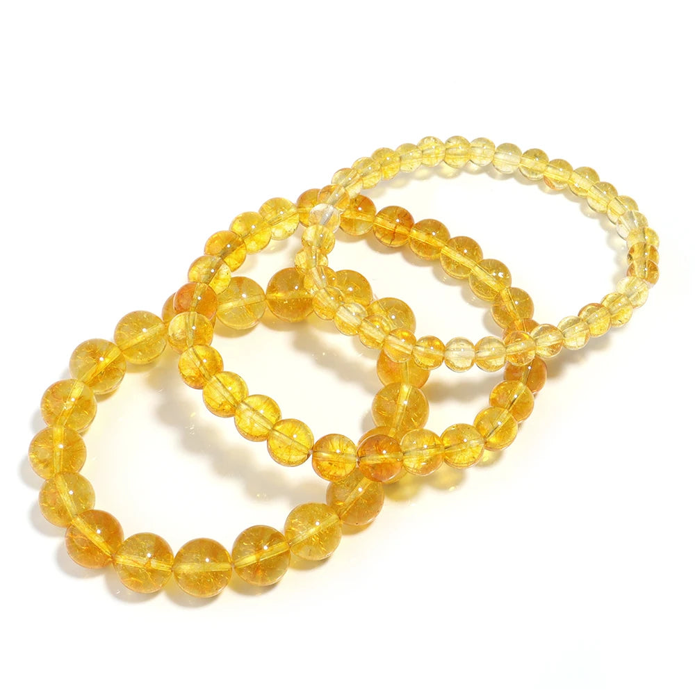 Citrine Bracelet for Women Quartz Crystal Agate Jewelry Birthday Gift Yoga Meditation Stretch Wealth Bracelet for Men