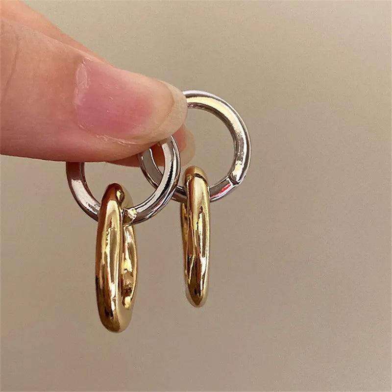 Geometric Mixed Color Irregular Round Gold Silver Color Earrings For Women Personality