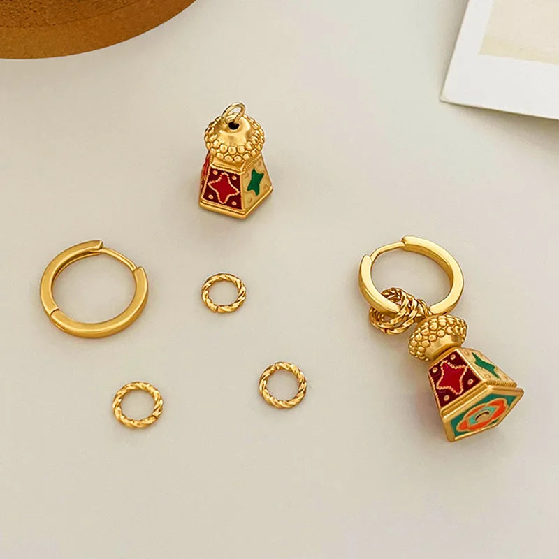 Modern Jewelry  Trend New High Quality Brass Circle Colorful Enamel Drop Earrings For Women Girl Gift Fine Accessories