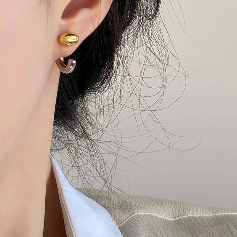 Two-tone Earrings For Women C Irregular Fancy New Styles Cute Trendy Studs Designer Fashion Jewelry Girls's Gifts Party