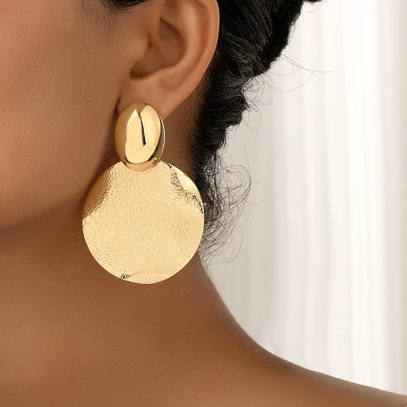 Retro Geometric Circular Metal Style Drop Earrings For Women Party Holiday Gift Fashion Jewelry Ear Accessories