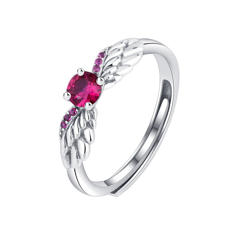 925 Sterling Silver Angel's Wing Index Finger Ring Female