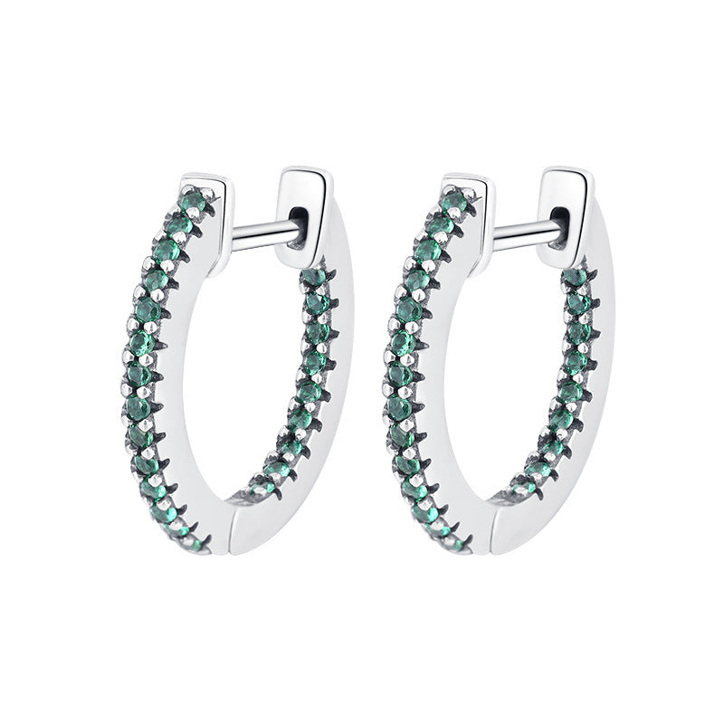 S925 Sterling Silver Small Group European And American Zircon Earrings For Women Simple And Cool