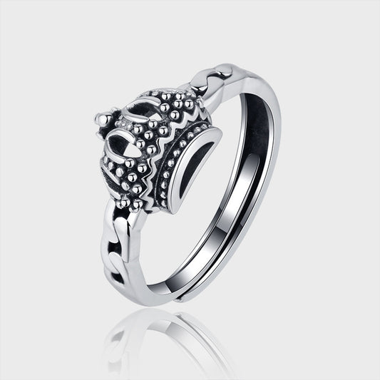 S925 Sterling Silver Ring Crown Push Pull Design Index Finger Ring