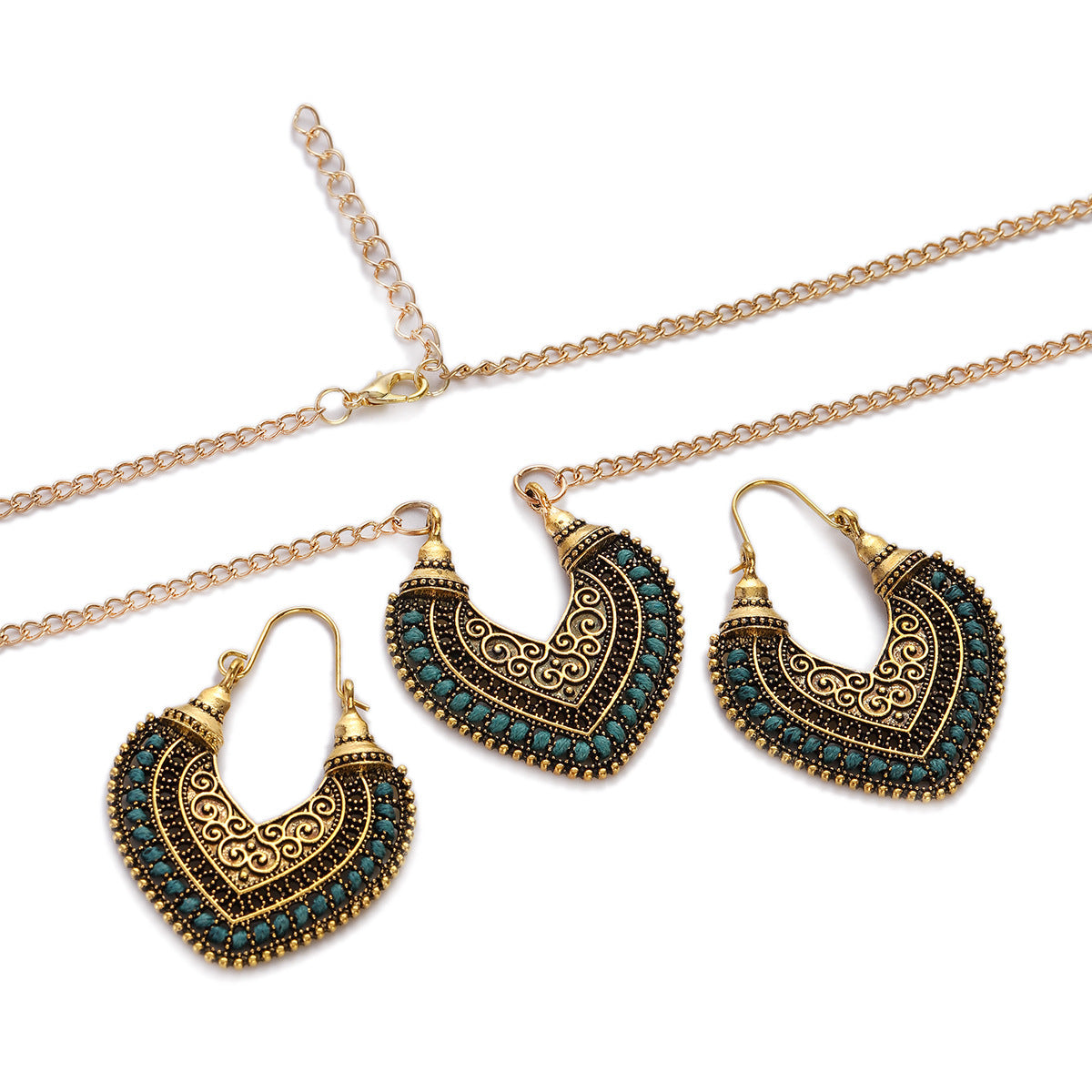 Colorful Rope Wrap Earrings & Necklace Set