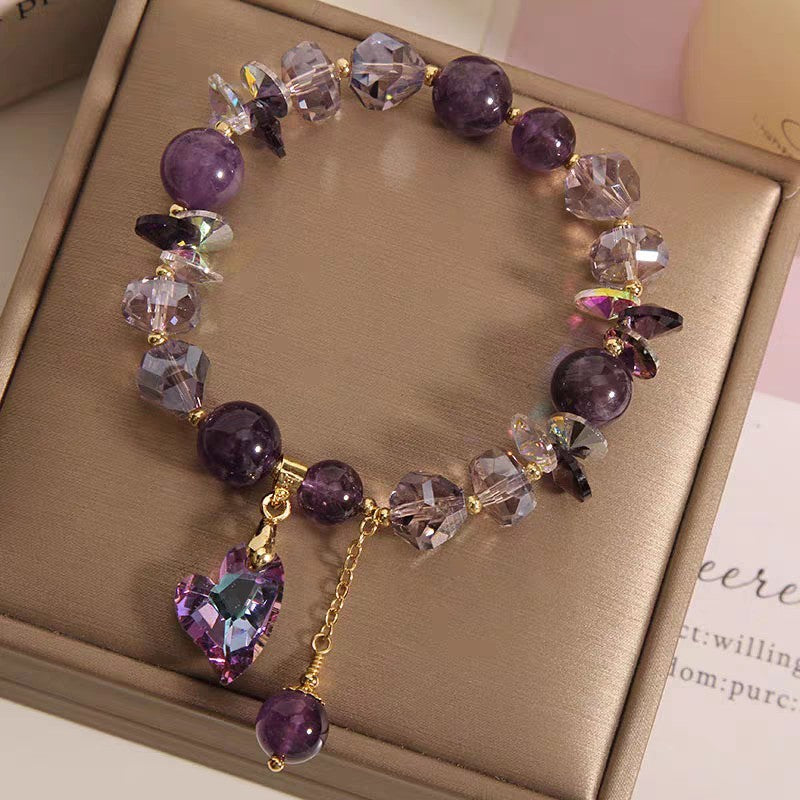 Natural Amethyst New Chinese Style Love Gemstone Bracelet