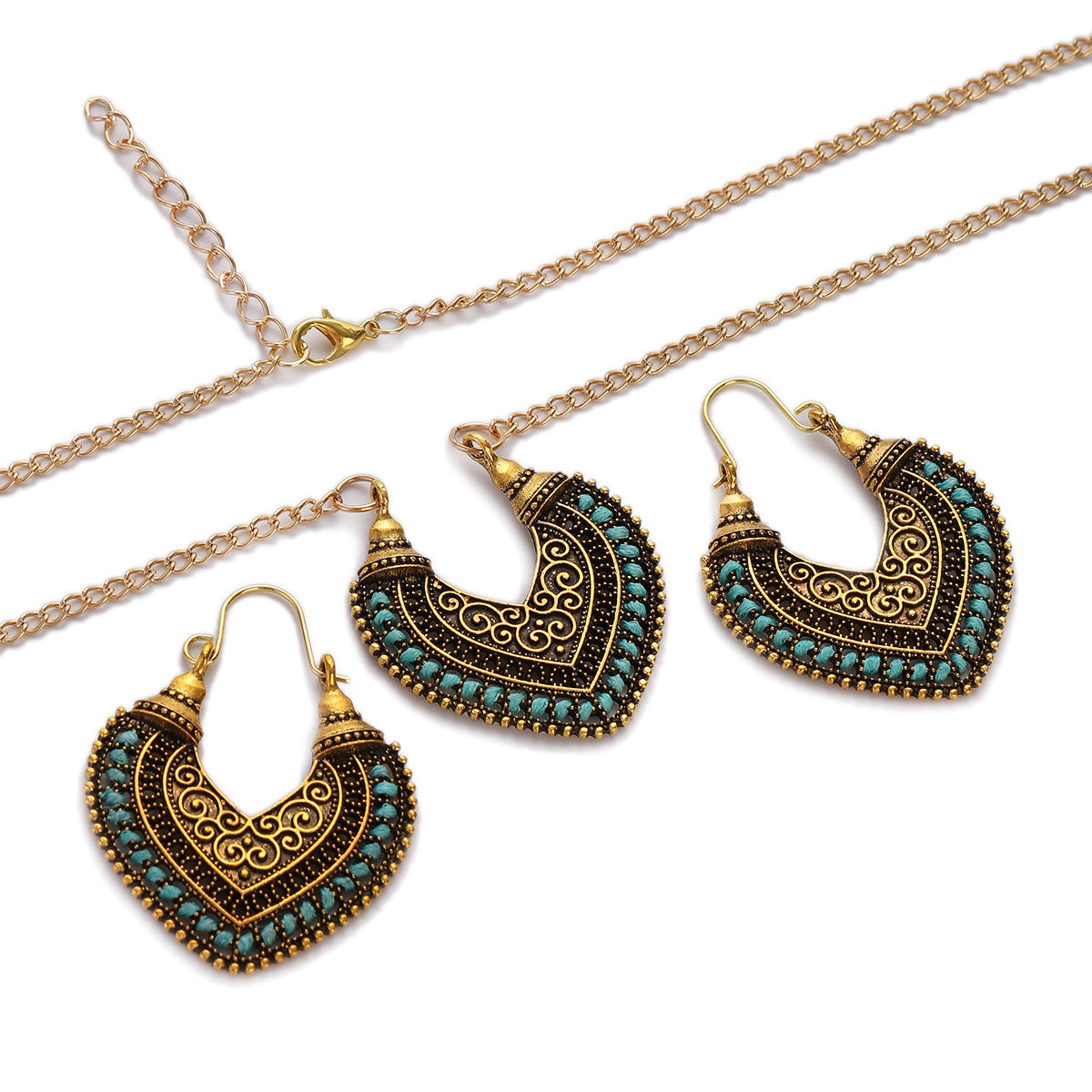 Colorful Rope Wrap Earrings & Necklace Set