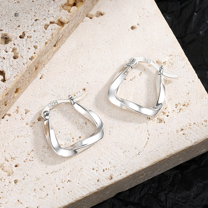 S925 Sterling Silver Geometric Earrings Temperament Advanced Atmosphere Earrings