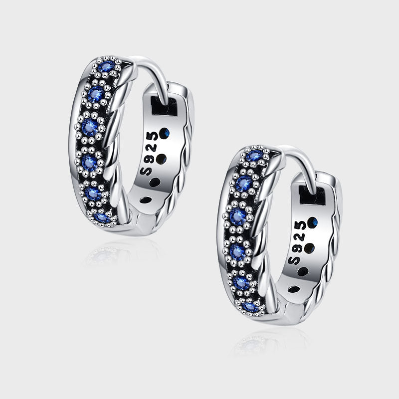 S925 Sterling Silver Zirconium Woven Vintage Earrings