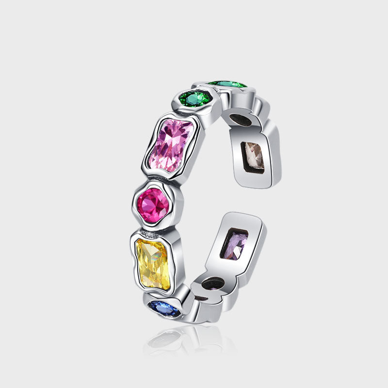 S925 Sterling Silver Color Matching Geometric Ring Ins