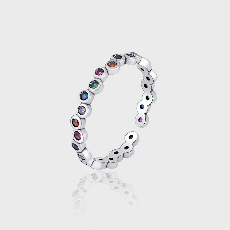 Rainbow Bubble Versatile Ring Women's S925 Sterling Silver Personalized Food Ring Ins