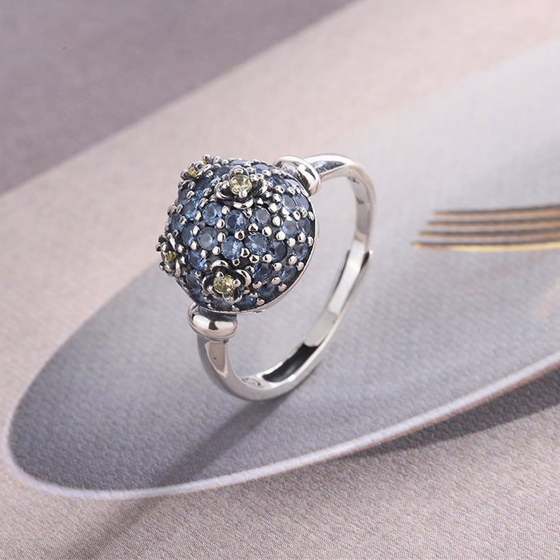 S925 Sterling Silver Fashion Personality Stars Retro Ring