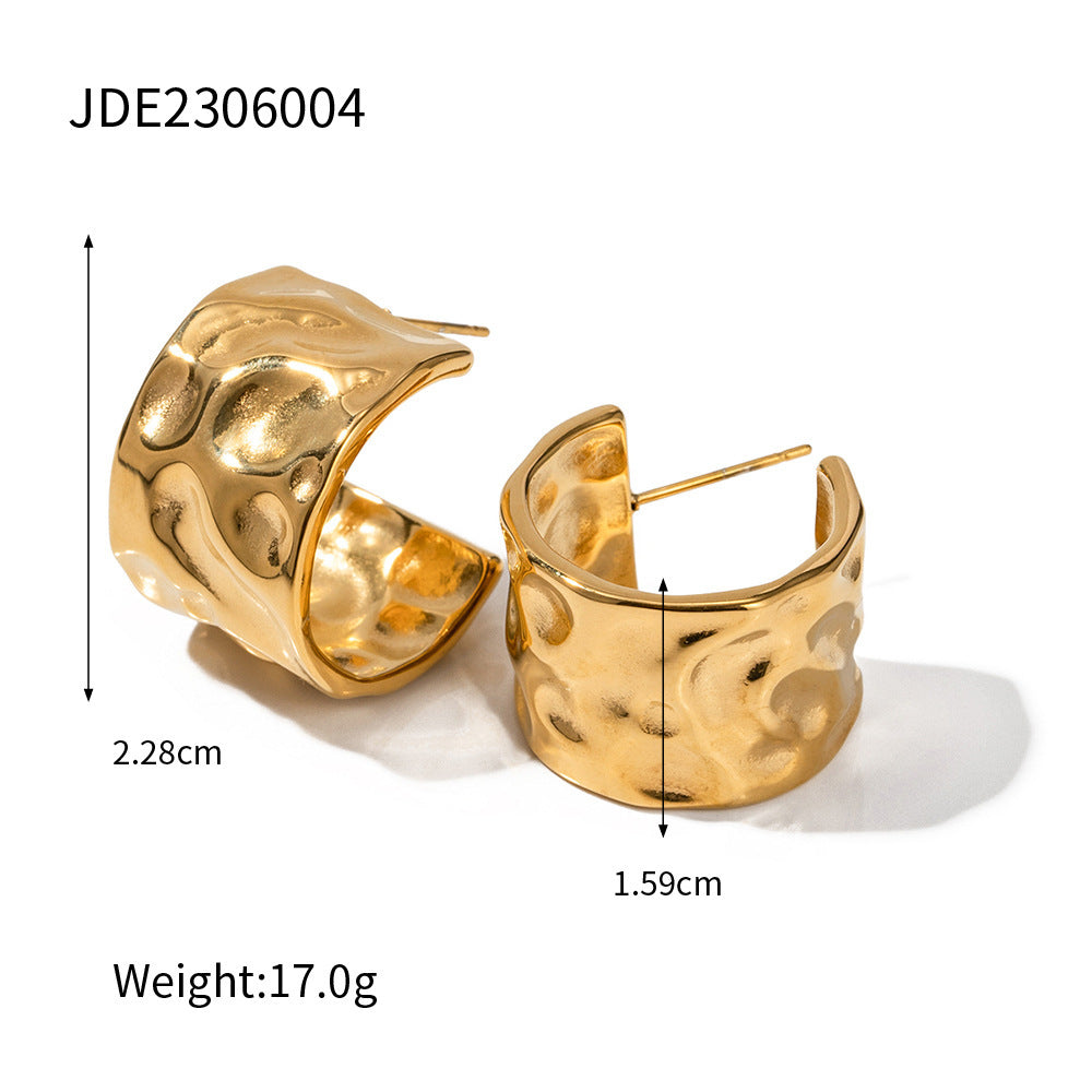 European And American Fashion Hammer Pattern Ear Studs Ins