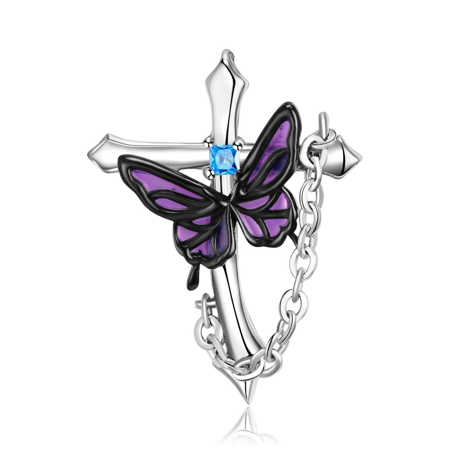 Original Design Cross Butterfly Pendant S925 Sterling Silver Necklace