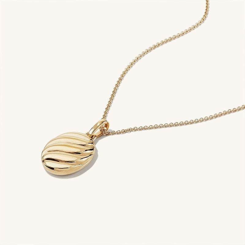 Geometric Elliptical Pendant Gold Stainless Steel Necklace